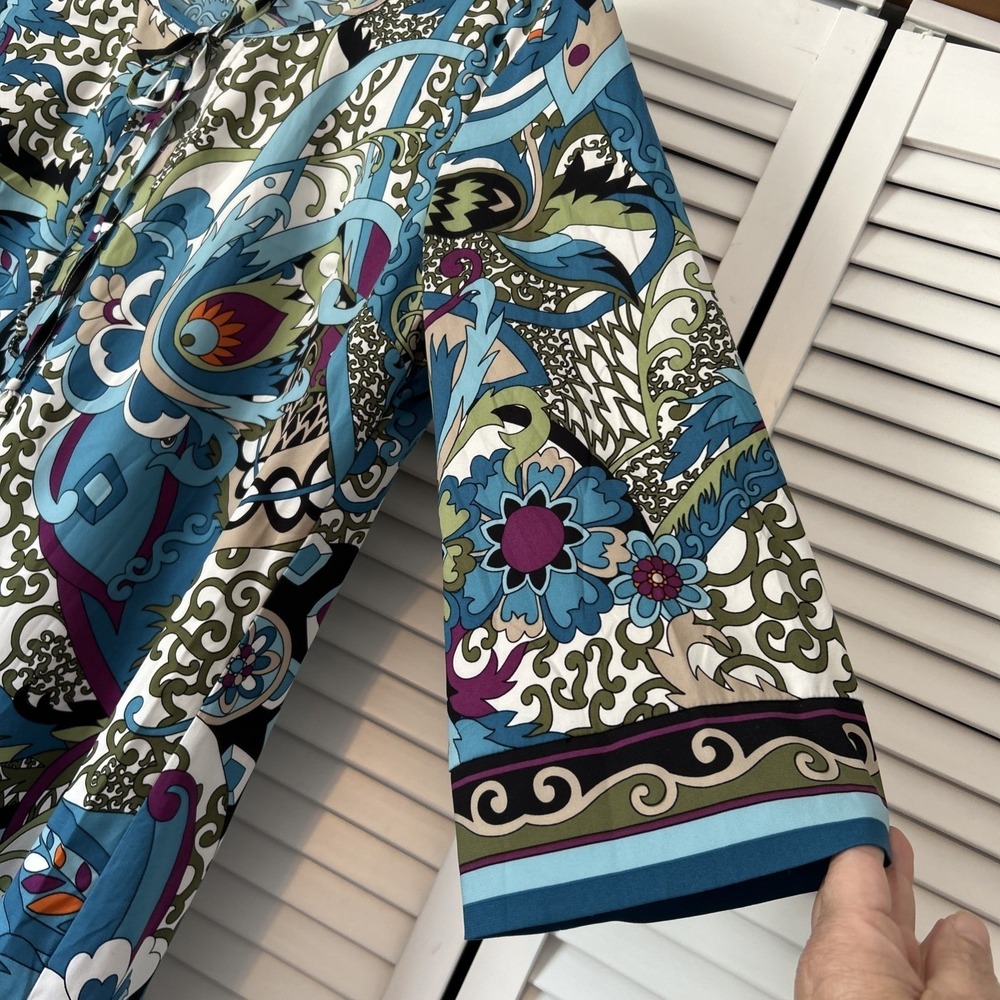 Nicole by Nicole Miller Floral Artsy Tunic Vibrant Colors Size L - Picture 3 of 6